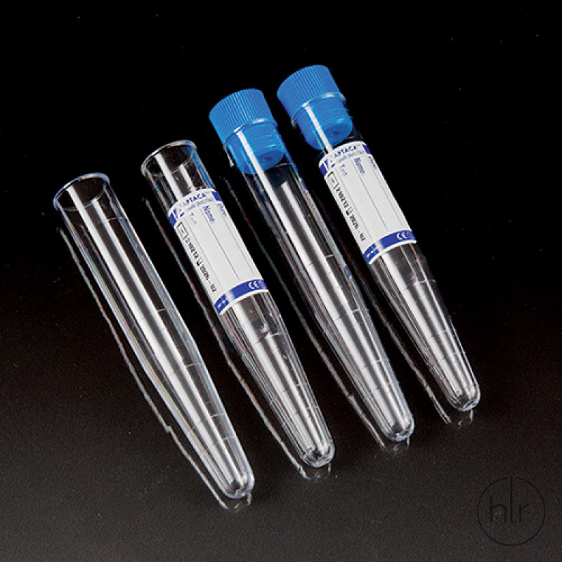 10ml (мл) пробірки конічні з ПС, з обідком та кришкою, градуювання, діаметр 16 x 100 mm (мм). Aptaca S.p.A. (1009/C/T)